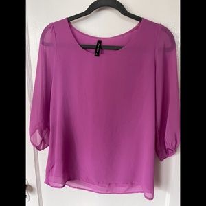 Purple 3/4 Sleeve Violet Blouse S